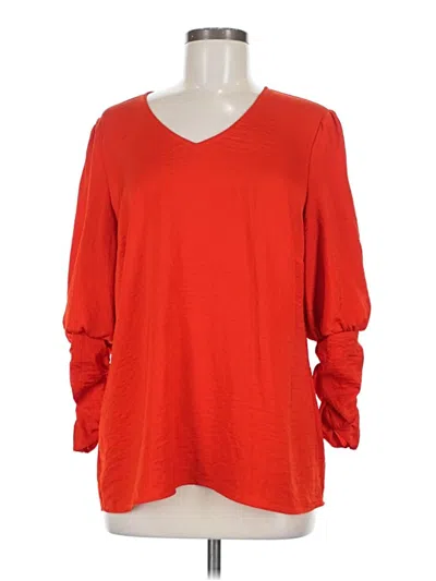 Pre-owned Cabi Long Sleeve Top Red V-neck Tops