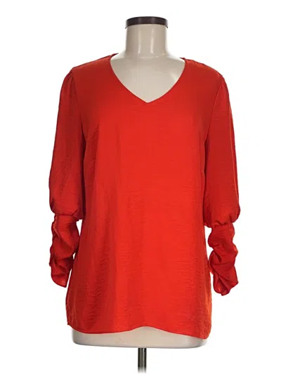Pre-owned Cabi Long Sleeve Top Red V-neck Tops