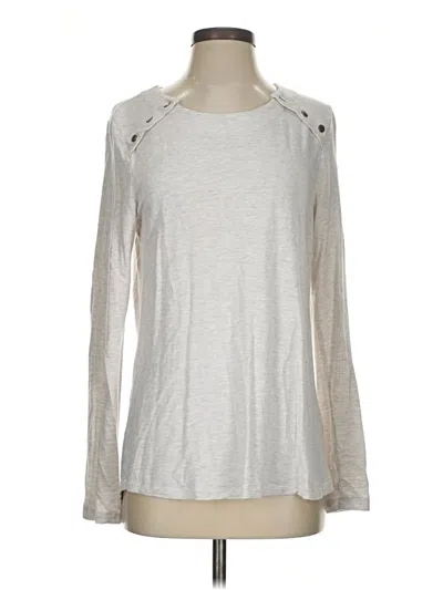 Pre-owned Cabi Long Sleeve Top Silver Crew Neck Tops
