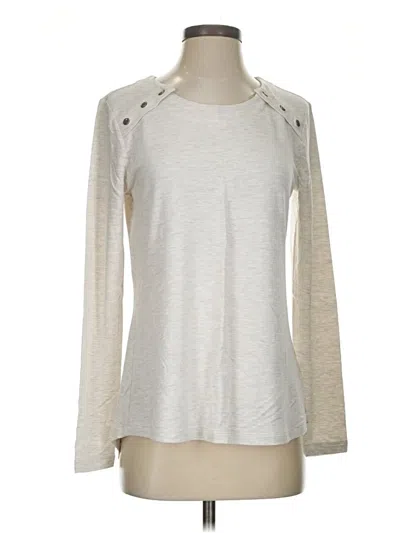 Pre-owned Cabi Long Sleeve Top Silver Crew Neck Tops