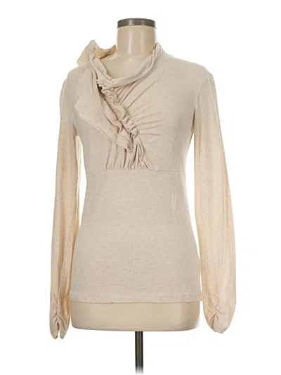 Pre-owned Cabi Long Sleeve Top Tan Cowl Neck Tops In Brown