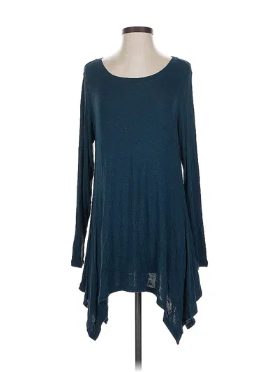 Pre-owned Cabi Long Sleeve Top Teal Scoop Neck Tops In Blue