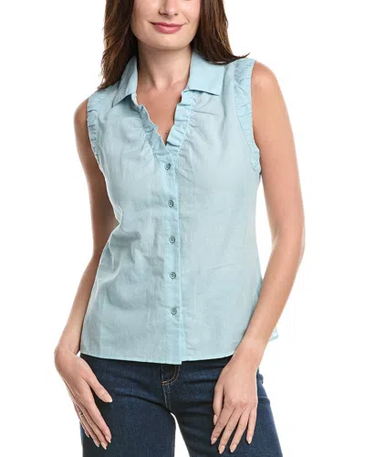 Cabi Shiver Linen-blend Top In Blue
