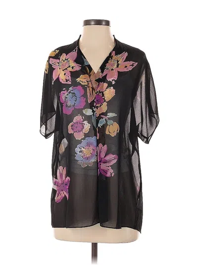 Pre-owned Cabi Short Sleeve Blouse In Black