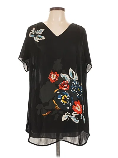 Pre-owned Cabi Short Sleeve Blouse In Black