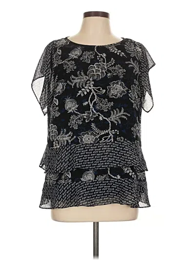 Pre-owned Cabi Short Sleeve Blouse In Black