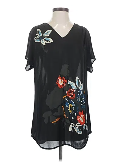 Pre-owned Cabi Short Sleeve Blouse In Black