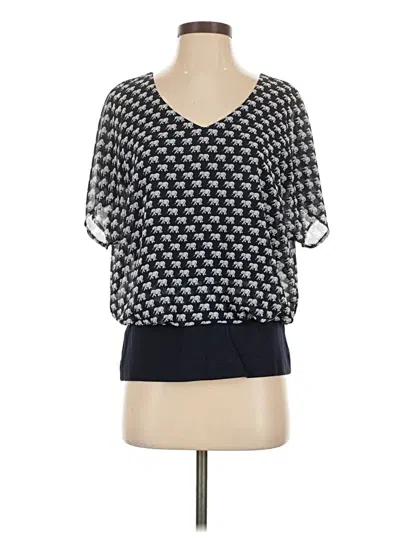 Pre-owned Cabi Short Sleeve Blouse In Black