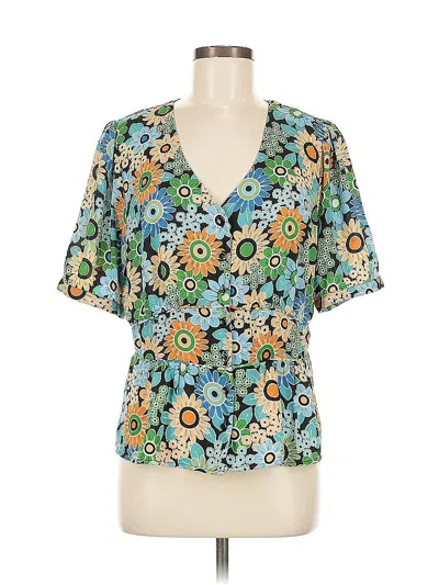 Pre-owned Cabi Short Sleeve Blouse In Blue