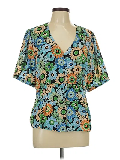 Pre-owned Cabi Short Sleeve Blouse In Blue