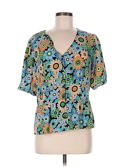 Pre-owned Cabi Short Sleeve Blouse In Blue