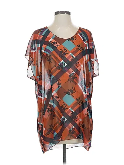 Pre-owned Cabi Short Sleeve Blouse In Brown
