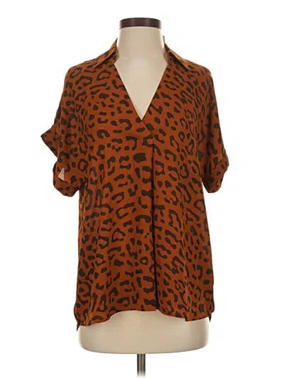 Cabi Short Sleeve Blouse In Brown