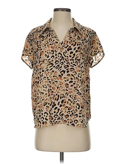 Pre-owned Cabi Short Sleeve Blouse In Brown