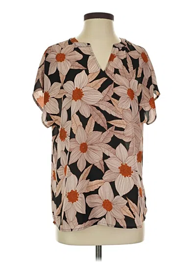 Pre-owned Cabi Short Sleeve Blouse In Brown