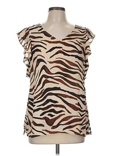Pre-owned Cabi Short Sleeve Blouse In Brown