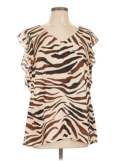 Pre-owned Cabi Short Sleeve Blouse In Brown