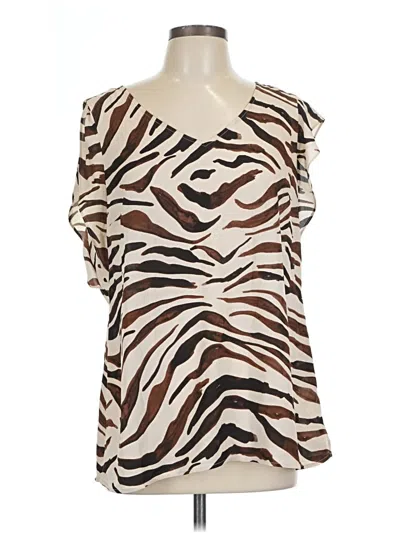 Pre-owned Cabi Short Sleeve Blouse In Brown