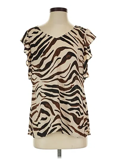 Pre-owned Cabi Short Sleeve Blouse In Brown