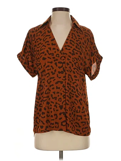 Pre-owned Cabi Short Sleeve Blouse In Brown