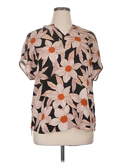 Pre-owned Cabi Short Sleeve Blouse In Brown