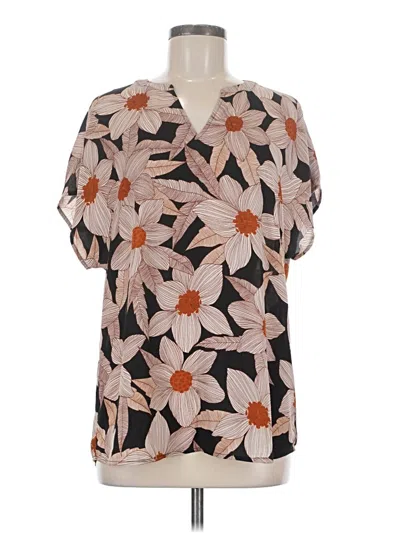 Pre-owned Cabi Short Sleeve Blouse In Brown
