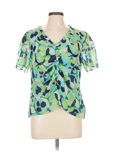 Pre-owned Cabi Short Sleeve Blouse In Green