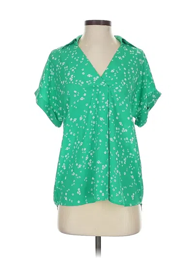 Pre-owned Cabi Short Sleeve Blouse In Green