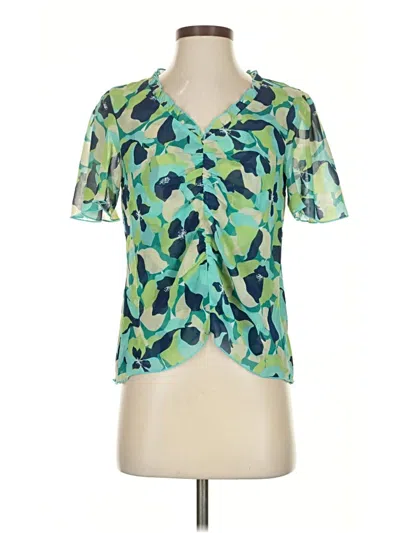 Pre-owned Cabi Short Sleeve Blouse In Green