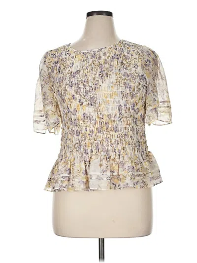 Pre-owned Cabi Short Sleeve Blouse In Ivory
