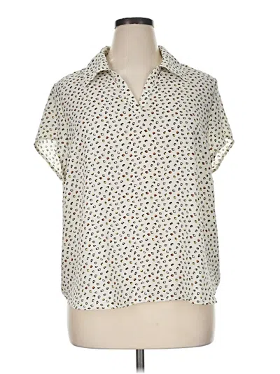 Pre-owned Cabi Short Sleeve Blouse In Ivory