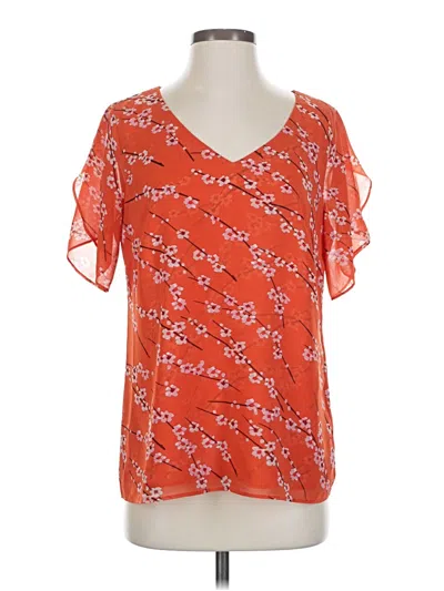 Pre-owned Cabi Short Sleeve Blouse In Orange