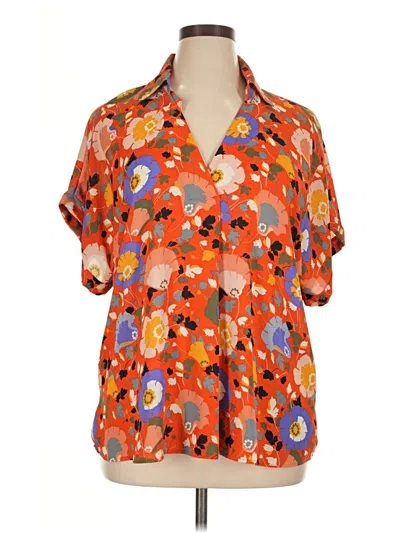 Pre-owned Cabi Short Sleeve Blouse In Orange