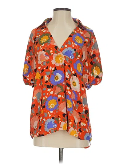 Pre-owned Cabi Short Sleeve Blouse In Orange