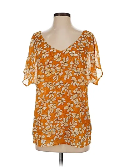 Pre-owned Cabi Short Sleeve Blouse In Orange