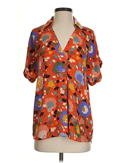Pre-owned Cabi Short Sleeve Blouse In Orange