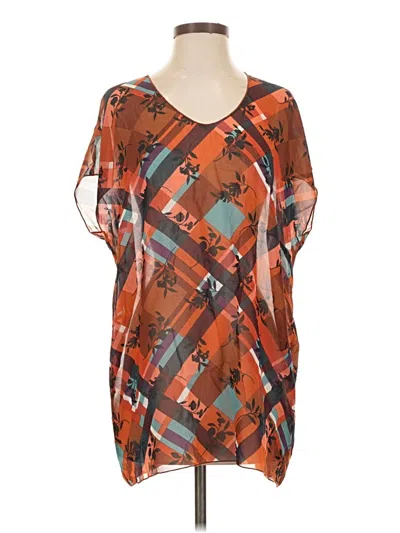 Pre-owned Cabi Short Sleeve Blouse In Orange