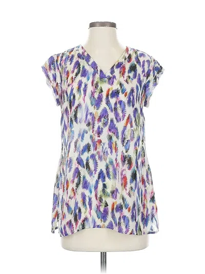 Pre-owned Cabi Short Sleeve Blouse In Purple