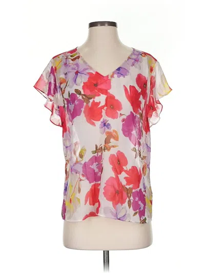 Pre-owned Cabi Short Sleeve Blouse In Purple