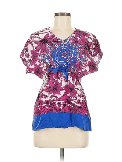 Pre-owned Cabi Short Sleeve Blouse In Purple