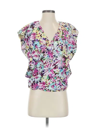 Pre-owned Cabi Short Sleeve Blouse In Purple