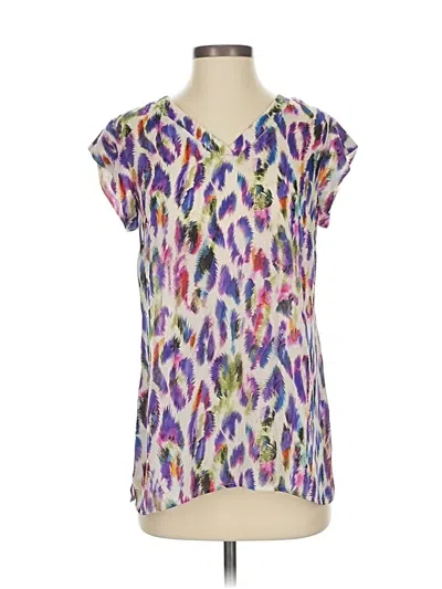 Pre-owned Cabi Short Sleeve Blouse In Purple