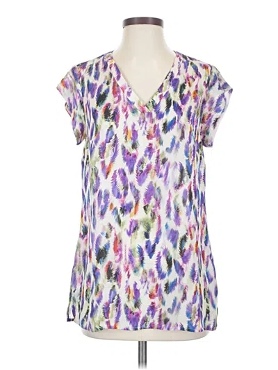 Pre-owned Cabi Short Sleeve Blouse In Purple