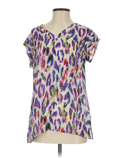Pre-owned Cabi Short Sleeve Blouse In Purple
