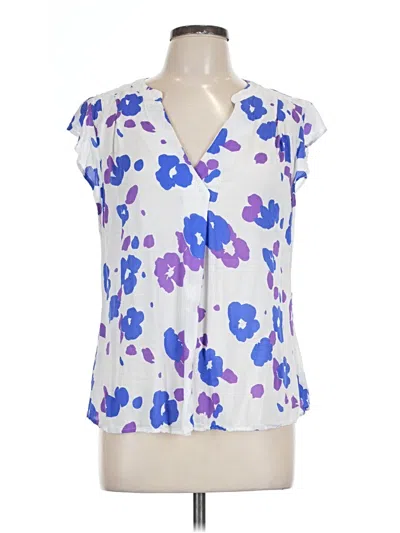 Pre-owned Cabi Short Sleeve Blouse In Purple