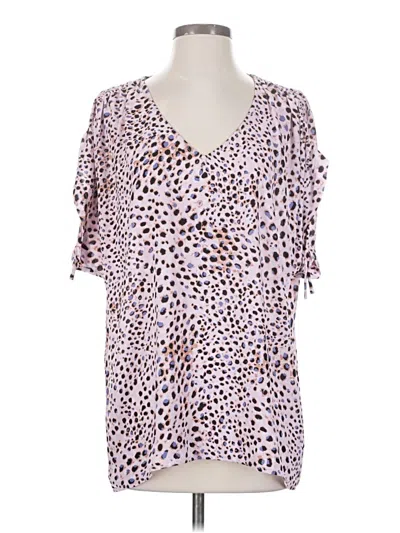 Pre-owned Cabi Short Sleeve Blouse In Purple