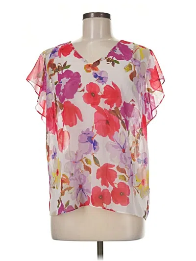Pre-owned Cabi Short Sleeve Blouse In Purple