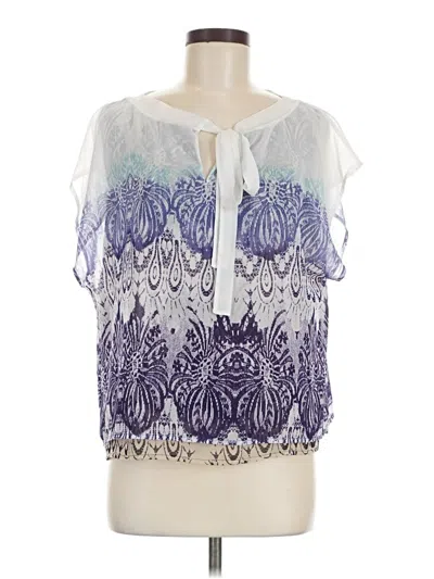Pre-owned Cabi Short Sleeve Blouse In Purple