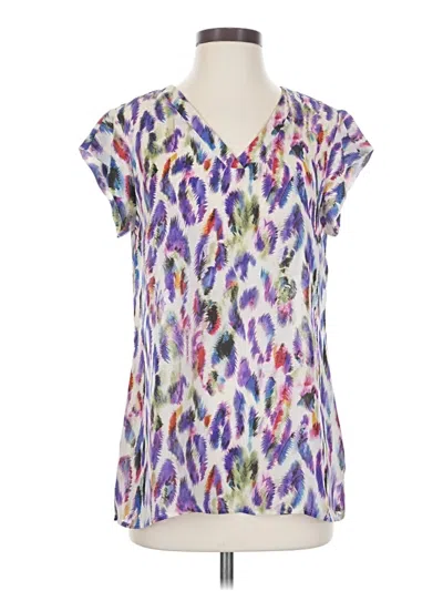 Pre-owned Cabi Short Sleeve Blouse In Purple