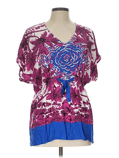 Pre-owned Cabi Short Sleeve Blouse In Purple